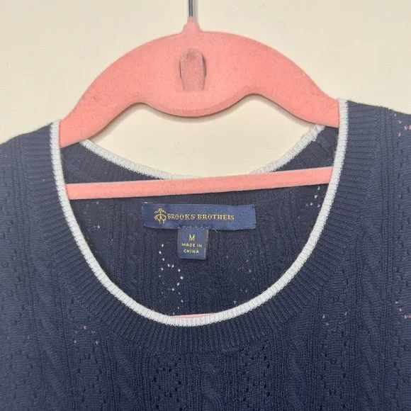 Brooks Brothers Dark Blue Knit Sweater with White Accents - Picture 2 of 3